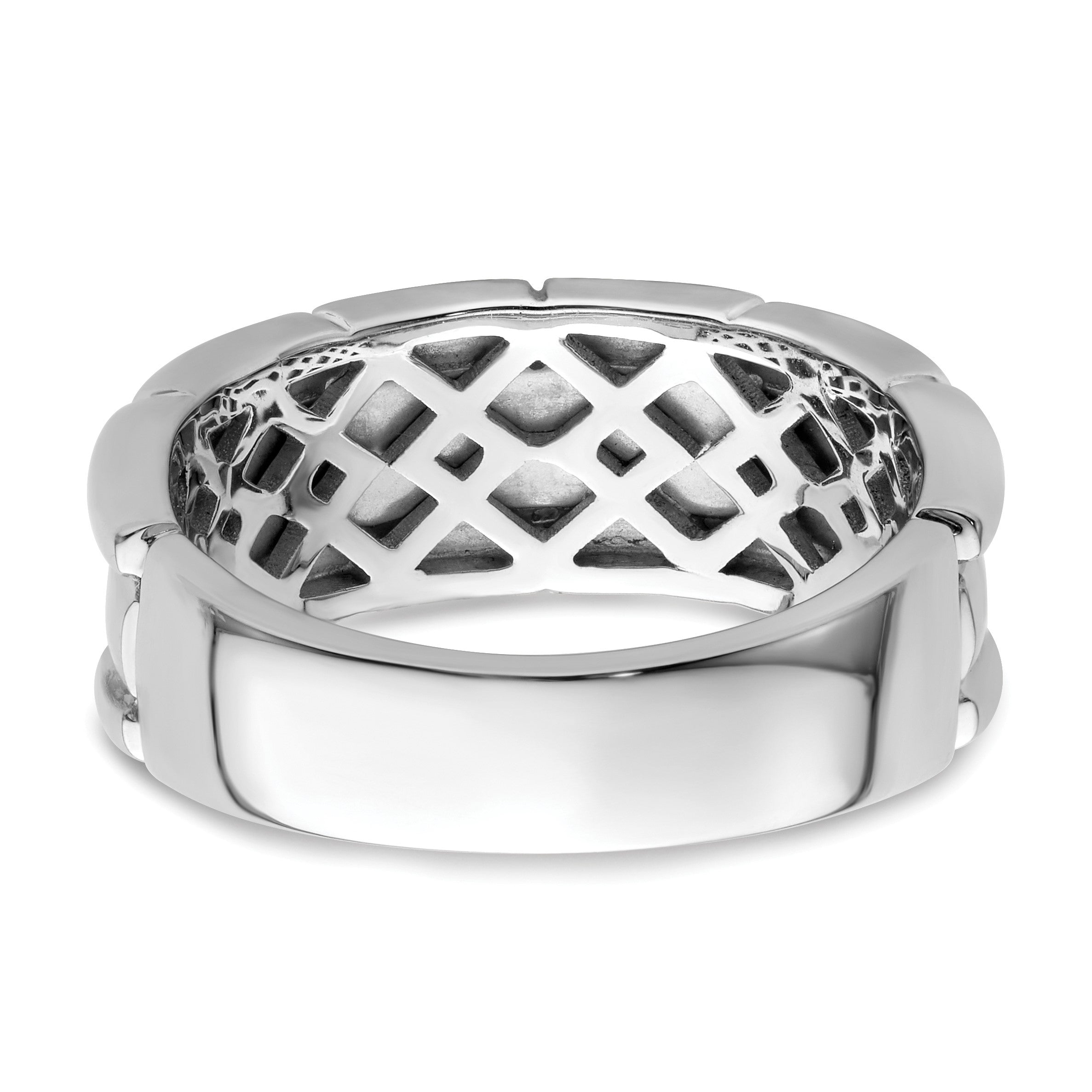 Sterlingsilber Weiß Nacht Rhodiniert und Schwarz Diamant Herren Ring