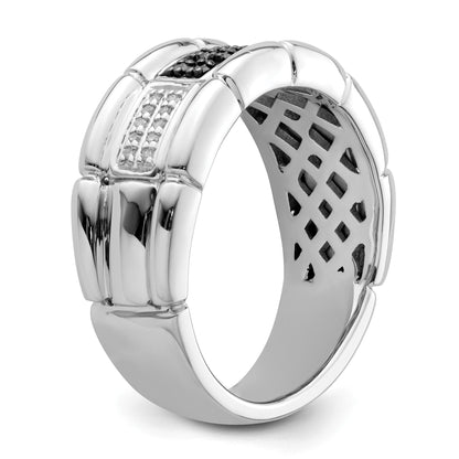 Sterlingsilber Weiß Nacht Rhodiniert und Schwarz Diamant Herren Ring