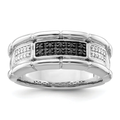 Sterlingsilber Weiß Nacht Rhodiniert und Schwarz Diamant Herren Ring