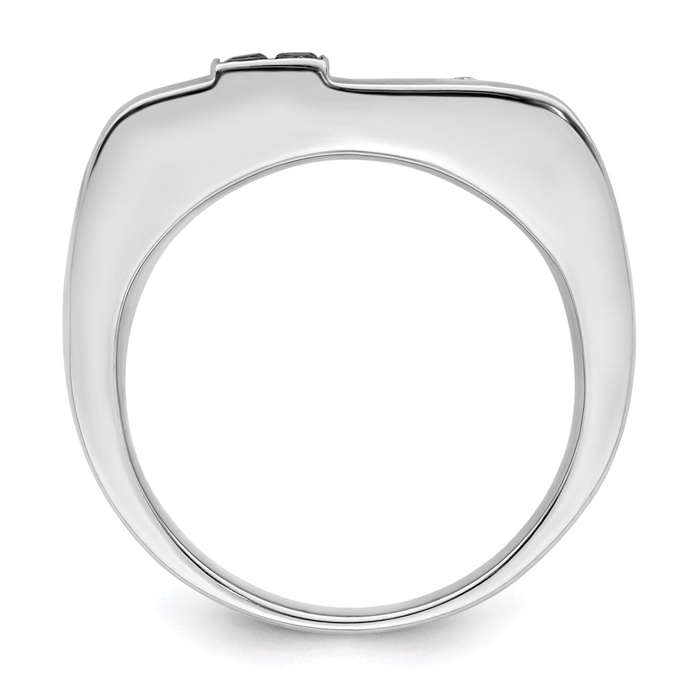 Sterlingsilber Weiß Nacht Rhodiniert Schwarz und Diamant Herren Ring