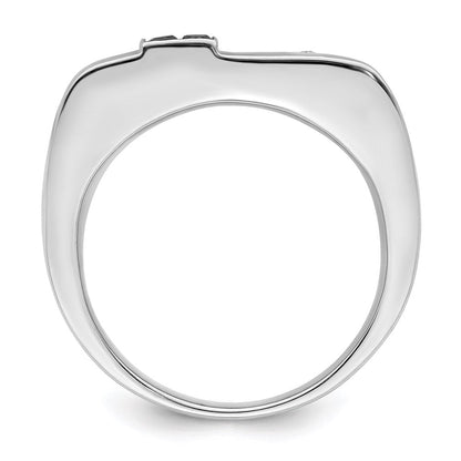 Sterlingsilber Weiß Nacht Rhodiniert Schwarz und Diamant Herren Ring