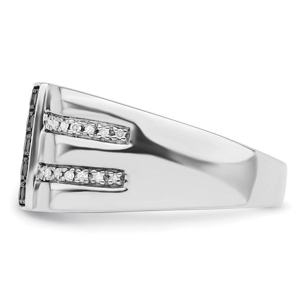 Sterlingsilber Weiß Nacht Rhodiniert Schwarz und Diamant Herren Ring
