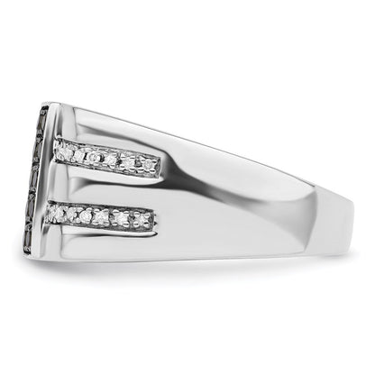 Sterlingsilber Weiß Nacht Rhodiniert Schwarz und Diamant Herren Ring