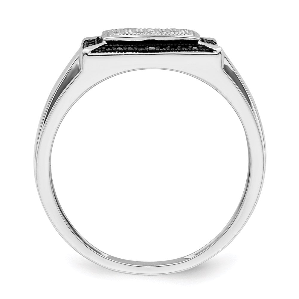 Sterlingsilber Rhodiniert Schwarz und Weiß Diamant Herren Ring (size 9 Nur)
