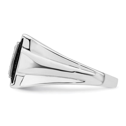 Sterlingsilber Rhodiniert Schwarz und Weiß Diamant Herren Ring (size 9 Nur)
