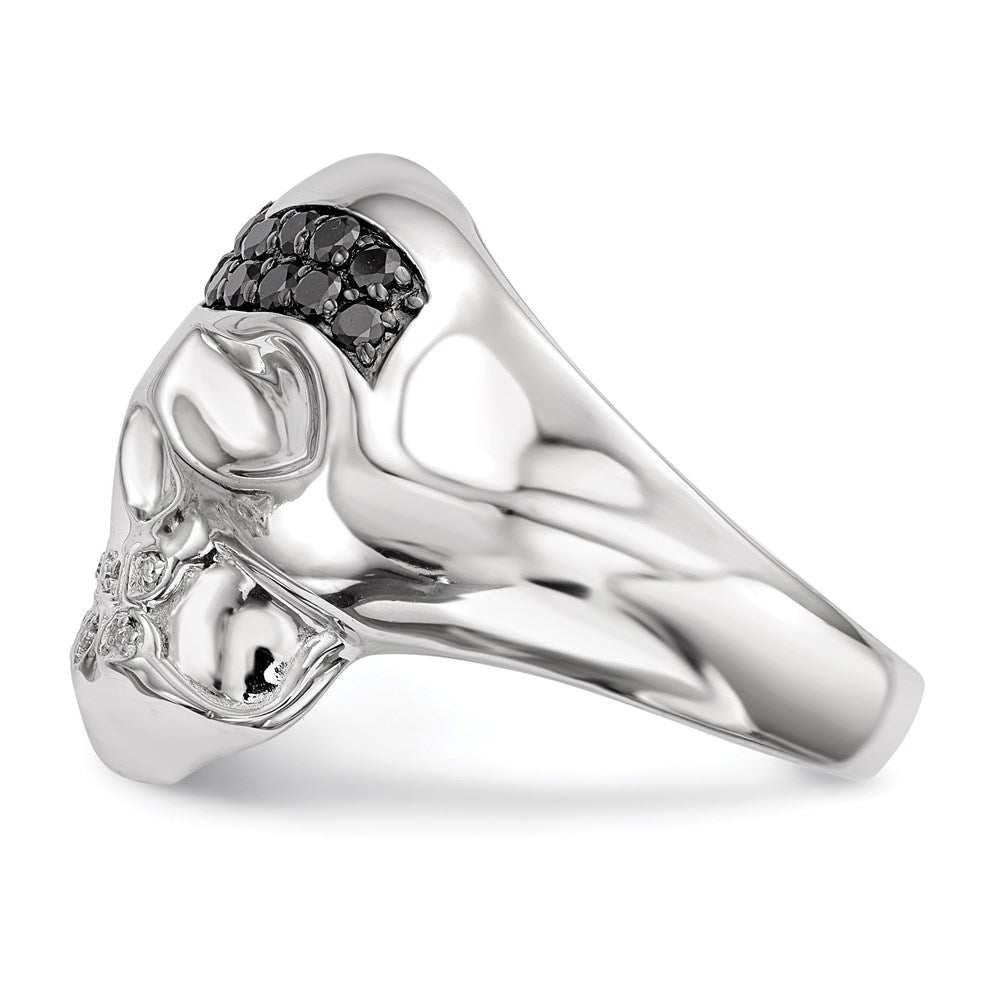 Herren 5/8 Ct. Natürlich Weiß & Schwarz Diamant Totenkopf Ring in Weiß Vergoldet Sterlingsilber