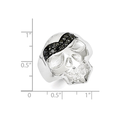 Herren 5/8 Ct. Natürlich Weiß & Schwarz Diamant Totenkopf Ring in Weiß Vergoldet Sterlingsilber