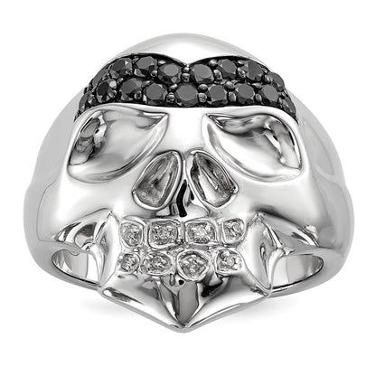 Herren 5/8 Ct. Natürlich Weiß & Schwarz Diamant Totenkopf Ring in Weiß Vergoldet Sterlingsilber