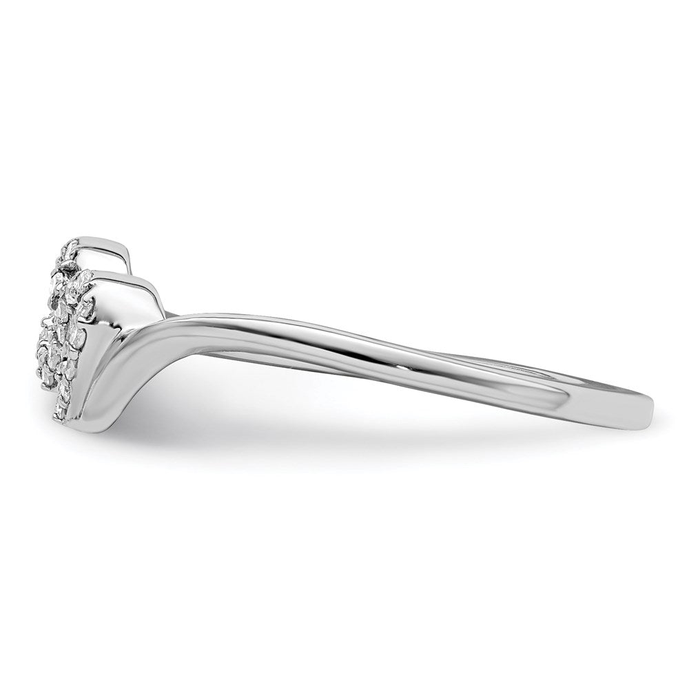 Sterlingsilber Rhodiniert Diamant Doppelt Herz Versprechen Ring