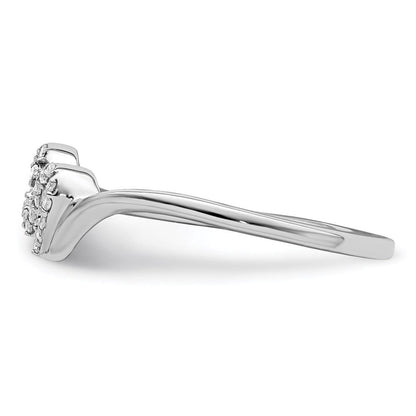 Sterlingsilber Rhodiniert Diamant Doppelt Herz Versprechen Ring