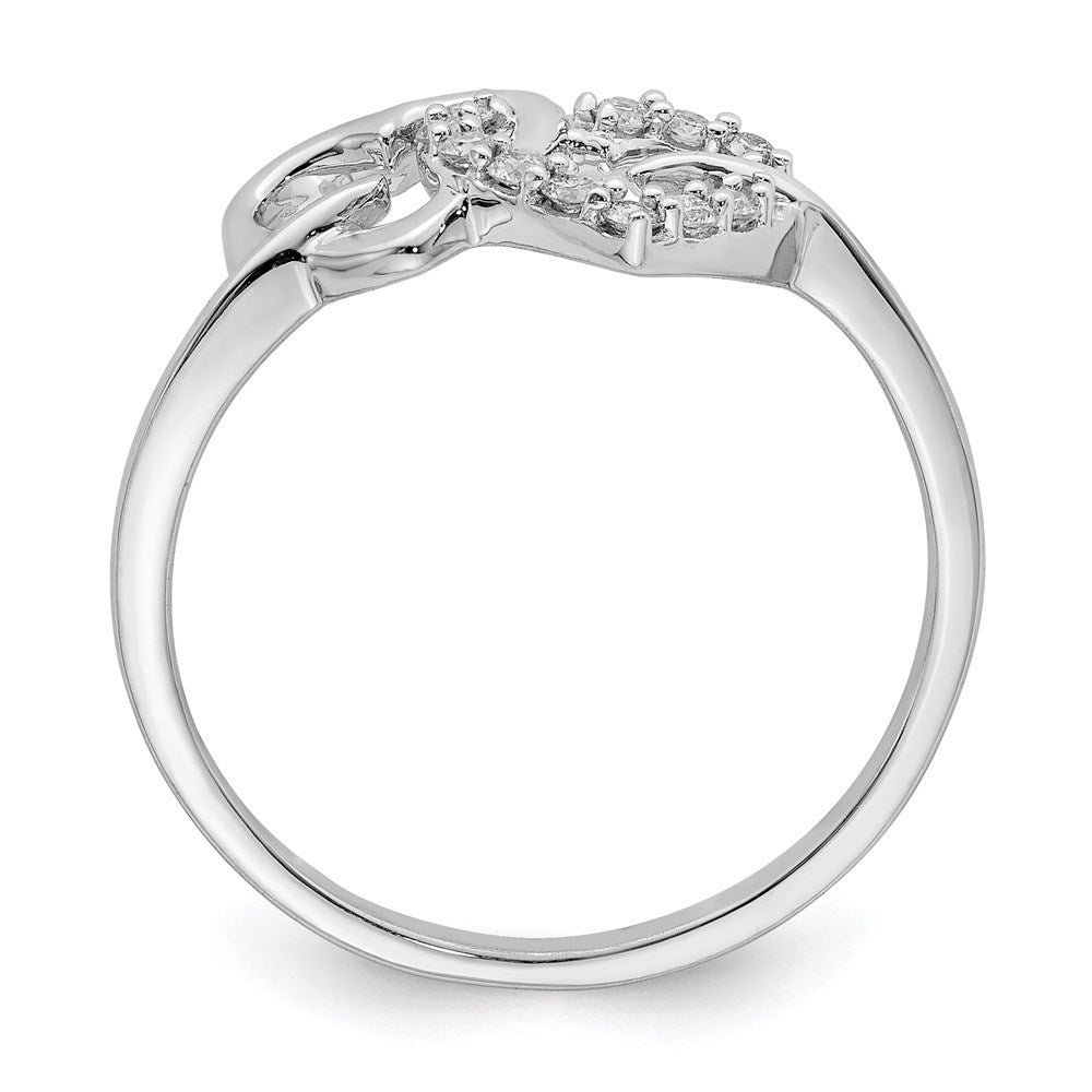 Sterlingsilber Rhodiniert Diamant Doppelt Herz Ring