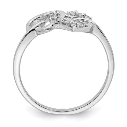 Sterlingsilber Rhodiniert Diamant Doppelt Herz Ring