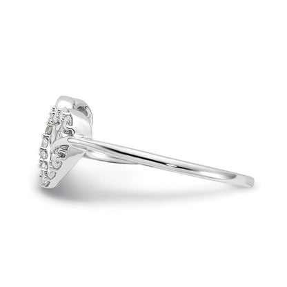 Sterlingsilber Rhodiniert Diamant Doppelt Herz Ring