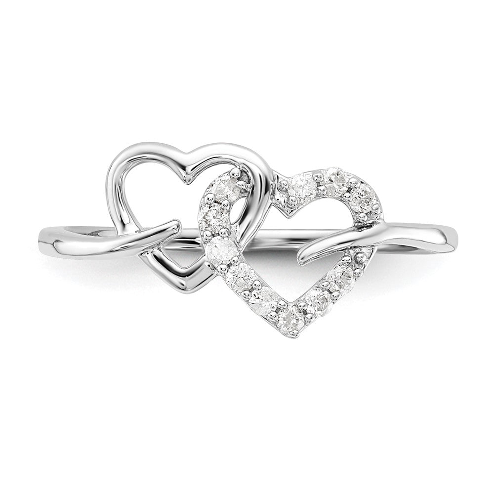 Sterlingsilber Rhodiniert Diamant Doppelt Herz Ring