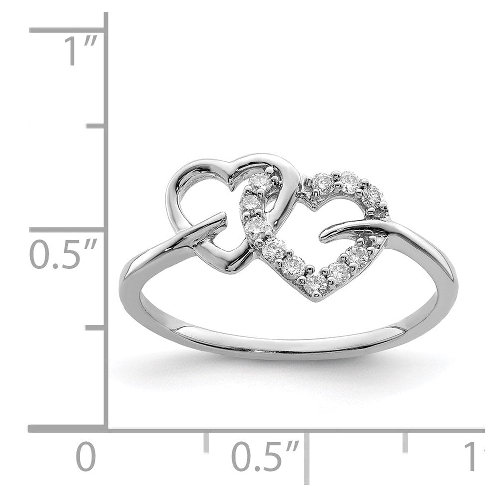 Sterlingsilber Rhodiniert Diamant Doppelt Herz Ring