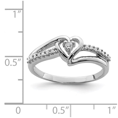 Sterlingsilber Rhodium Diamant Herz Ring (size 8 Nur)