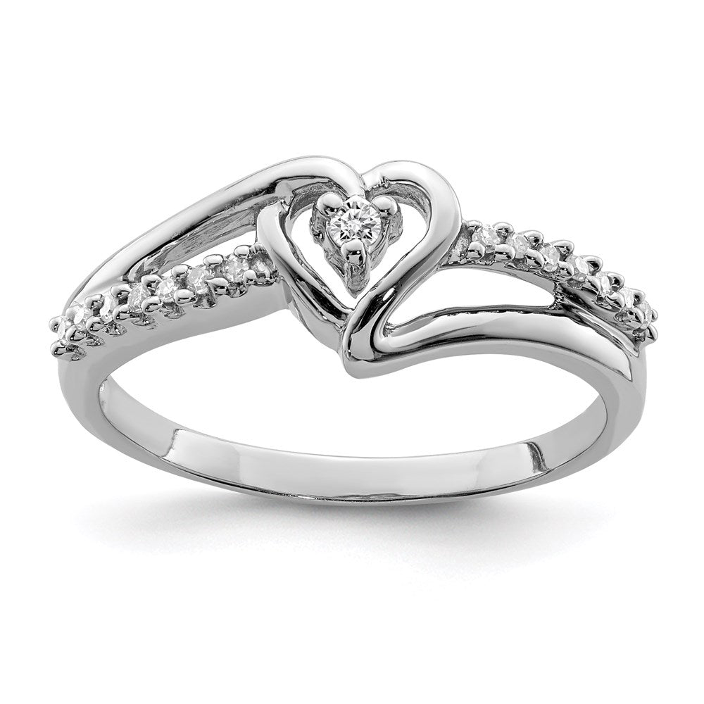 Sterlingsilber Rhodium Diamant Herz Ring (size 8 Nur)