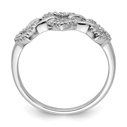 Sterlingsilber Rhodiniert Diamant Dreifach Herz Ring