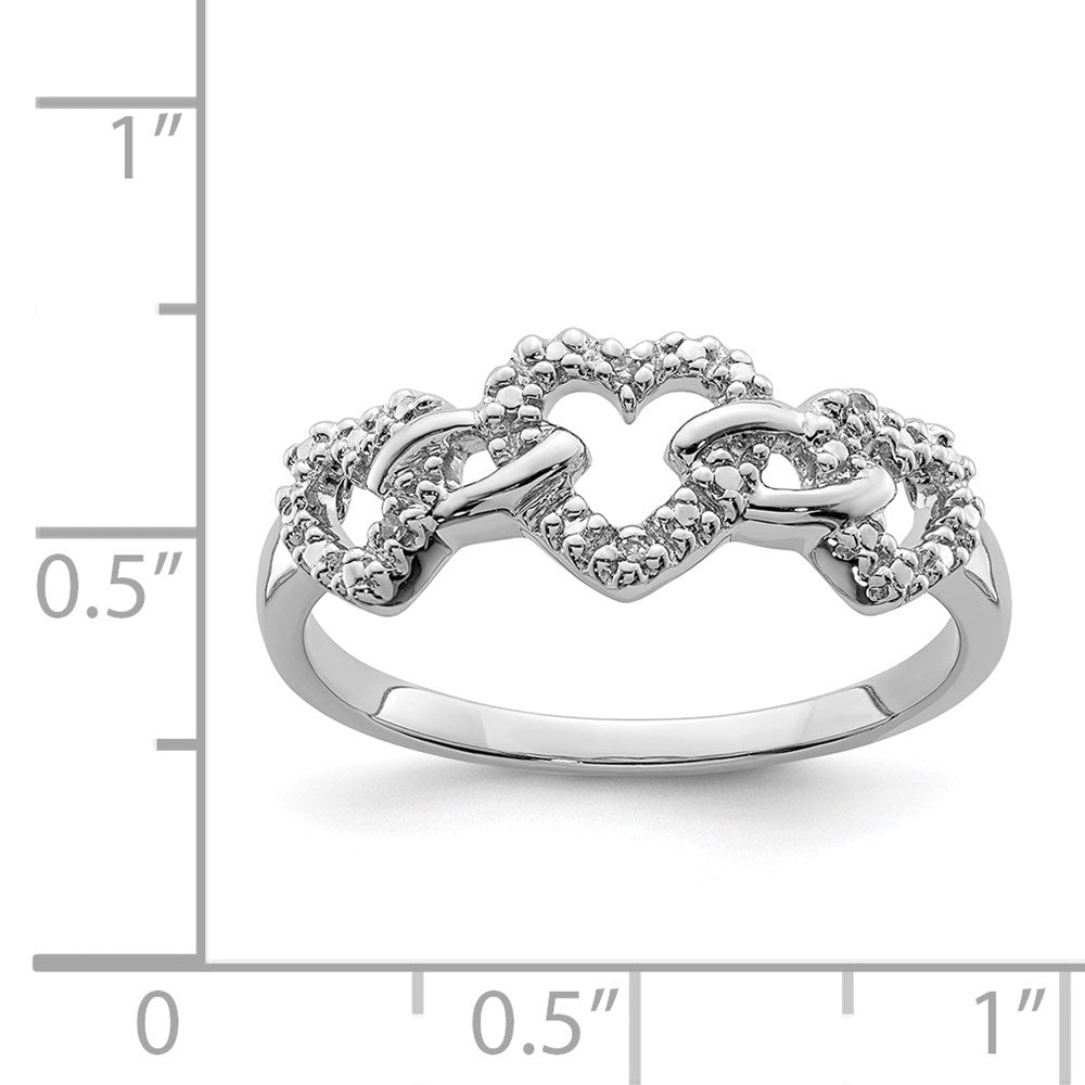 Sterlingsilber Rhodiniert Diamant Dreifach Herz Ring