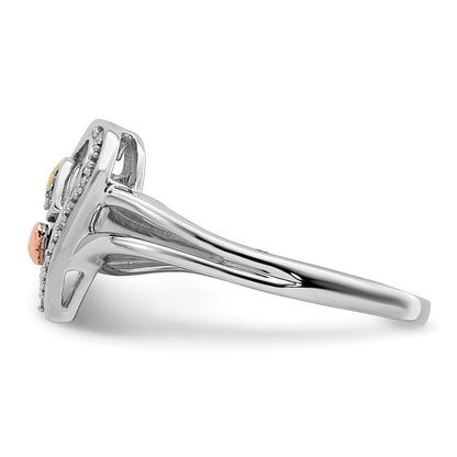 Sterlingsilber Rhodiniert mit Goldfarben & Rose Akzente Diamant Ring