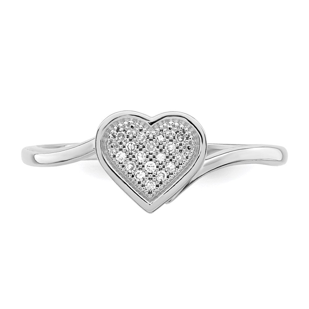 Sterlingsilber Rhodiniert Diamant Herz Ring