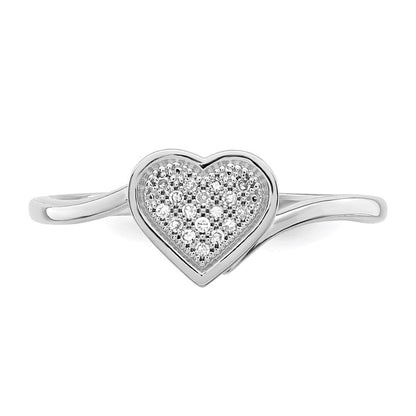 Sterlingsilber Rhodiniert Diamant Herz Ring