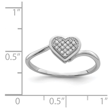 Sterlingsilber Rhodiniert Diamant Herz Ring