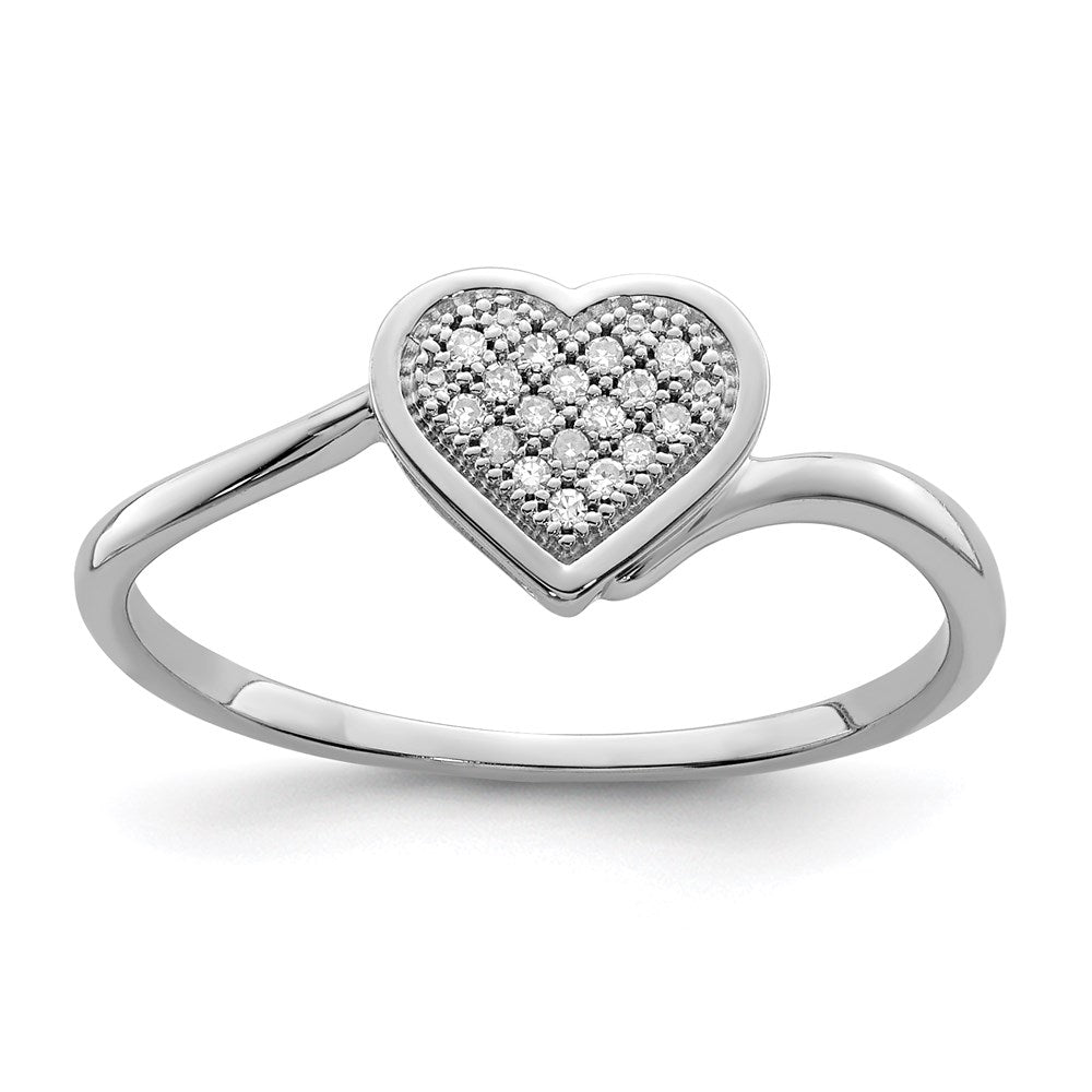 Sterlingsilber Rhodiniert Diamant Herz Ring