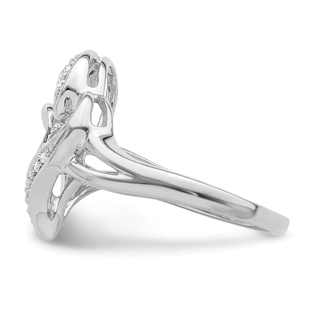 Sterlingsilber Rhodium Diamant Herz Ring (size 8 Nur)