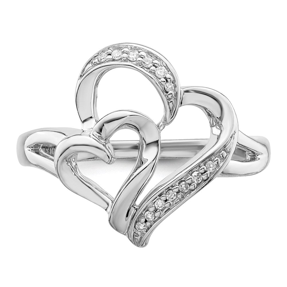 Sterlingsilber Rhodium Diamant Herz Ring (size 8 Nur)