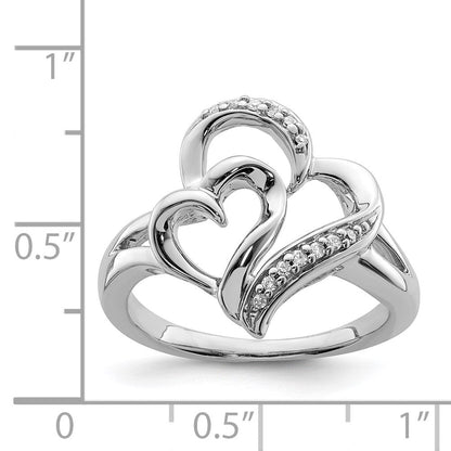 Sterlingsilber Rhodium Diamant Herz Ring (size 8 Nur)