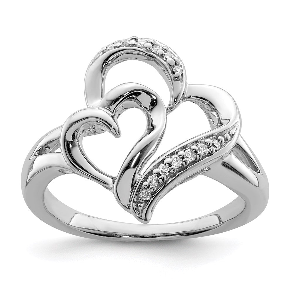 Sterlingsilber Rhodium Diamant Herz Ring (size 8 Nur)