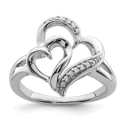 Sterlingsilber Rhodium Diamant Herz Ring (size 8 Nur)