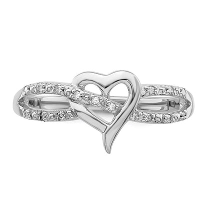 Sterlingsilber Rhodiniert Diamant Herz Ring