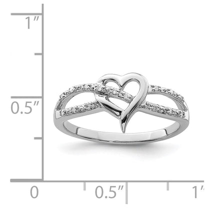 Sterlingsilber Rhodiniert Diamant Herz Ring