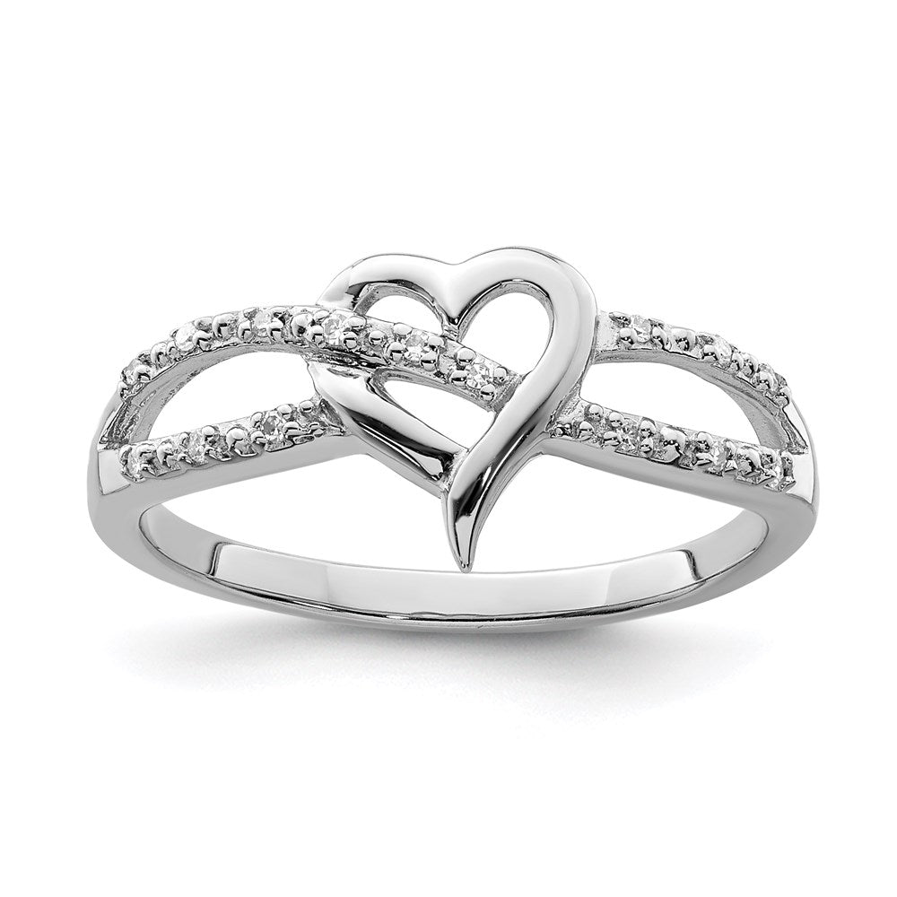 Sterlingsilber Rhodiniert Diamant Herz Ring