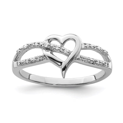 Sterlingsilber Rhodiniert Diamant Herz Ring