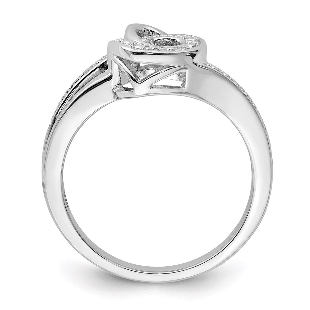 Sterlingsilber Rhodiniert Diamant Doppelt Herz Ring
