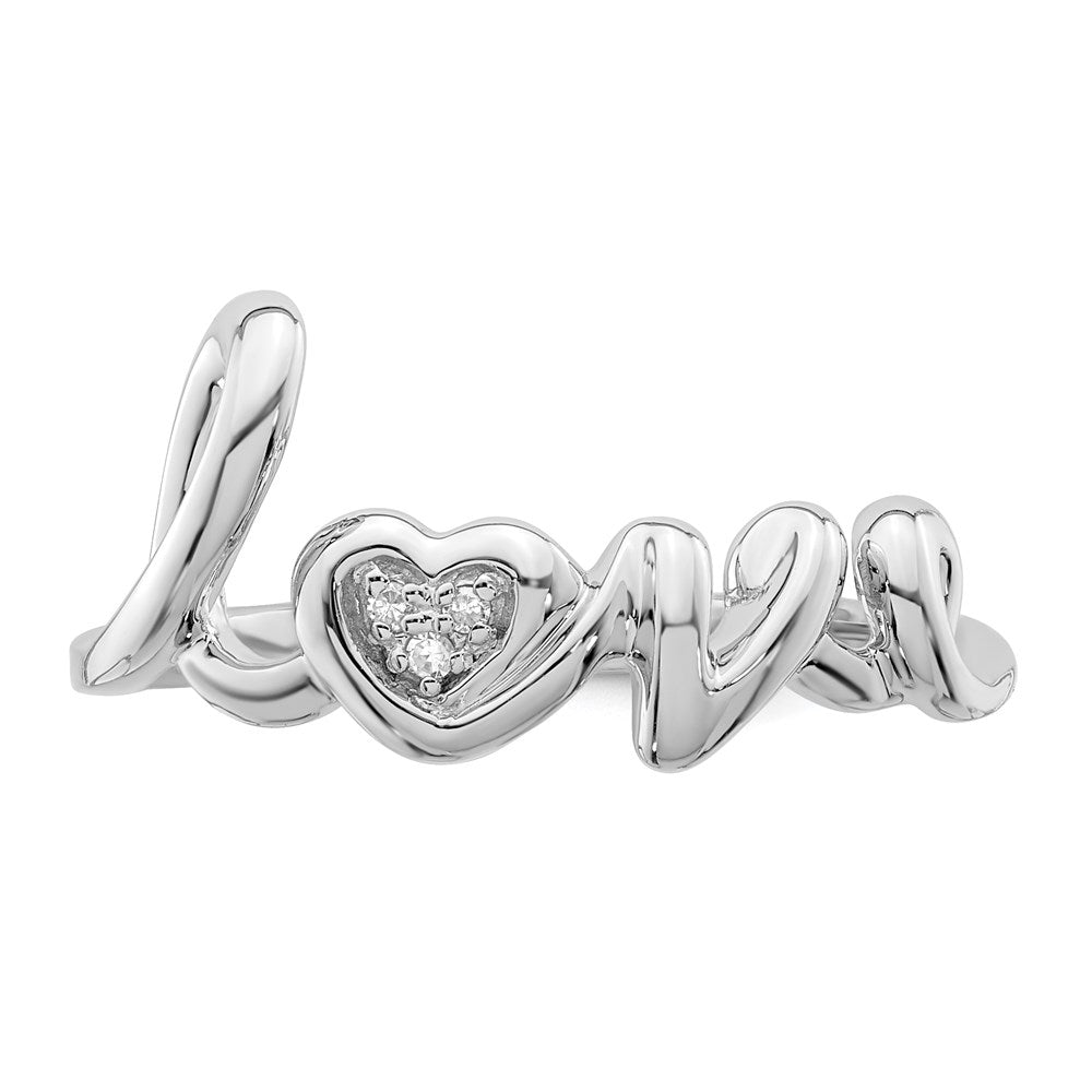 Sterlingsilber Rhodiniert Diamant Liebe Ring