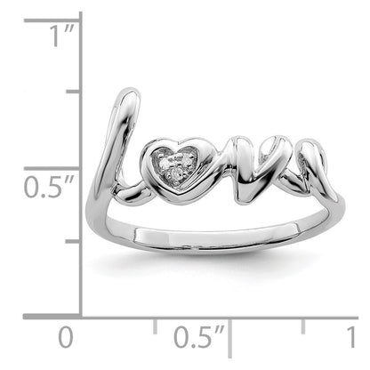 Sterlingsilber Rhodiniert Diamant Liebe Ring