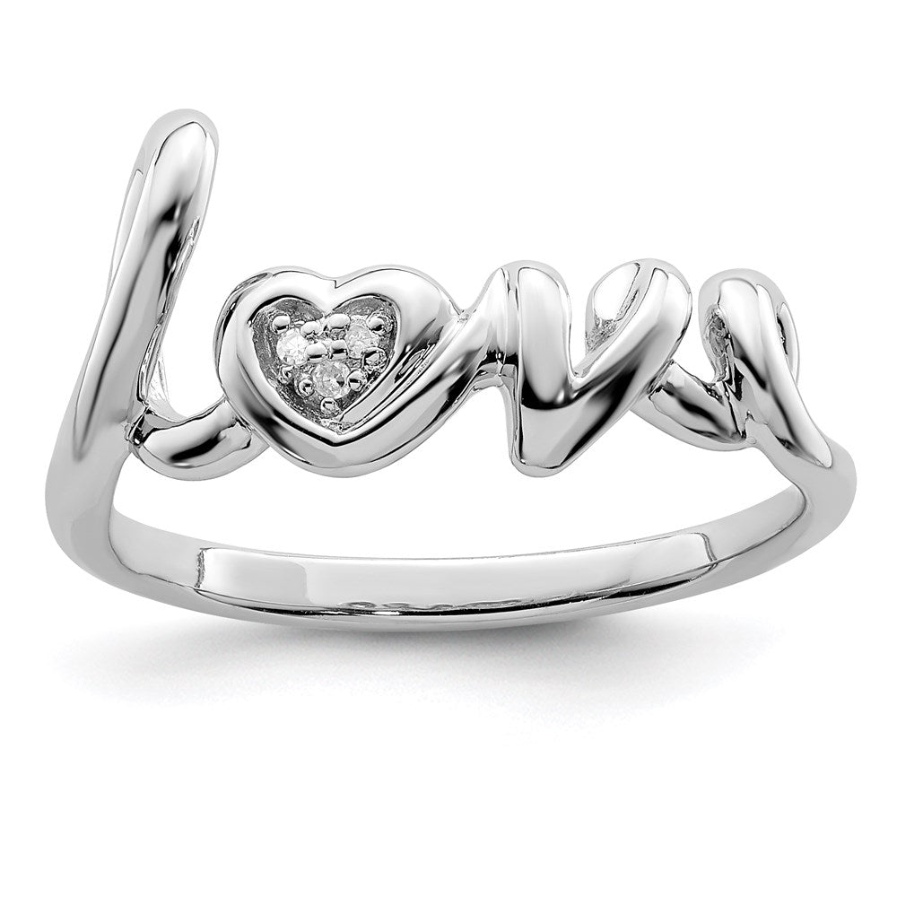 Sterlingsilber Rhodiniert Diamant Liebe Ring