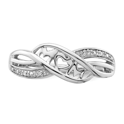 Sterlingsilber Rhodiniert Diamant Herz Mama Ring