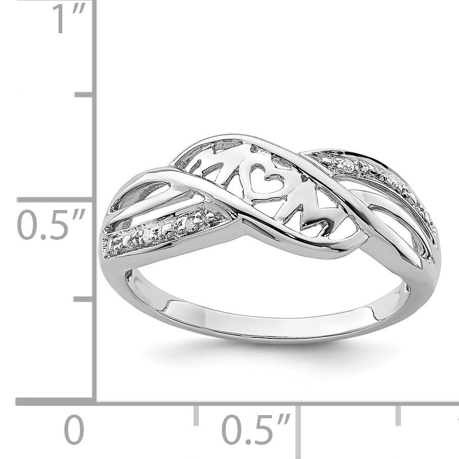 Sterlingsilber Rhodiniert Diamant Herz Mama Ring