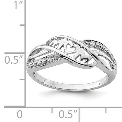 Sterlingsilber Rhodiniert Diamant Herz Mama Ring