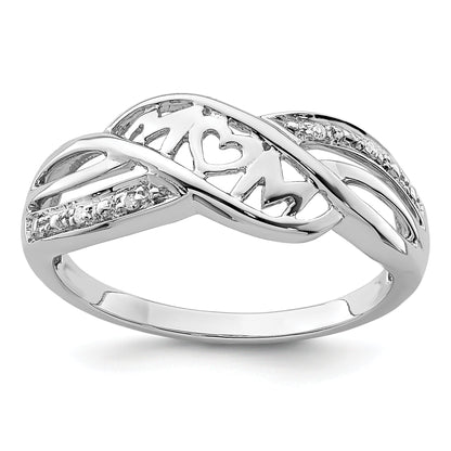Sterlingsilber Rhodiniert Diamant Herz Mama Ring