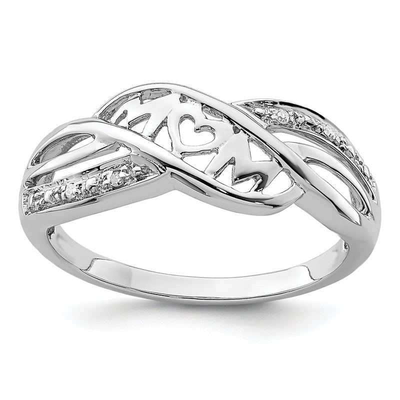Sterlingsilber Rhodiniert Diamant Herz Mama Ring