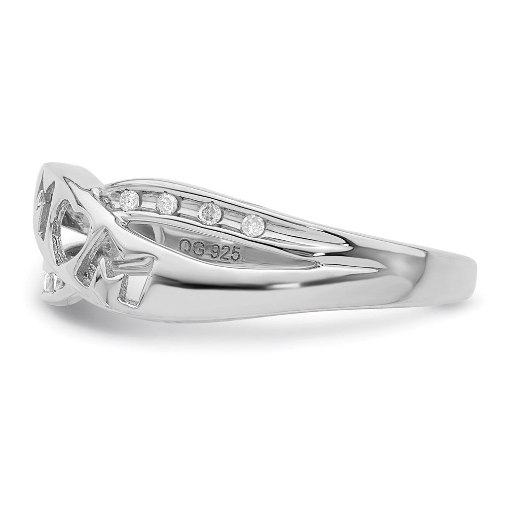 Sterlingsilber Rhodiniert Diamant Mama Ring