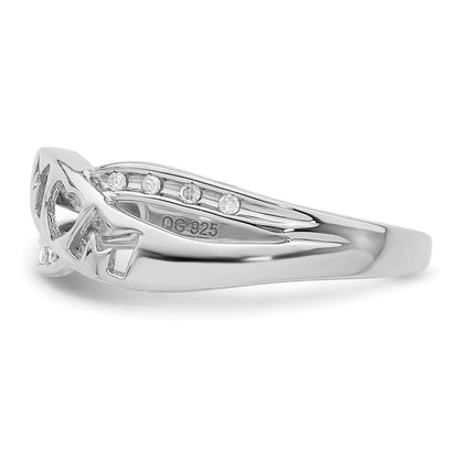 Sterlingsilber Rhodiniert Diamant Mama Ring