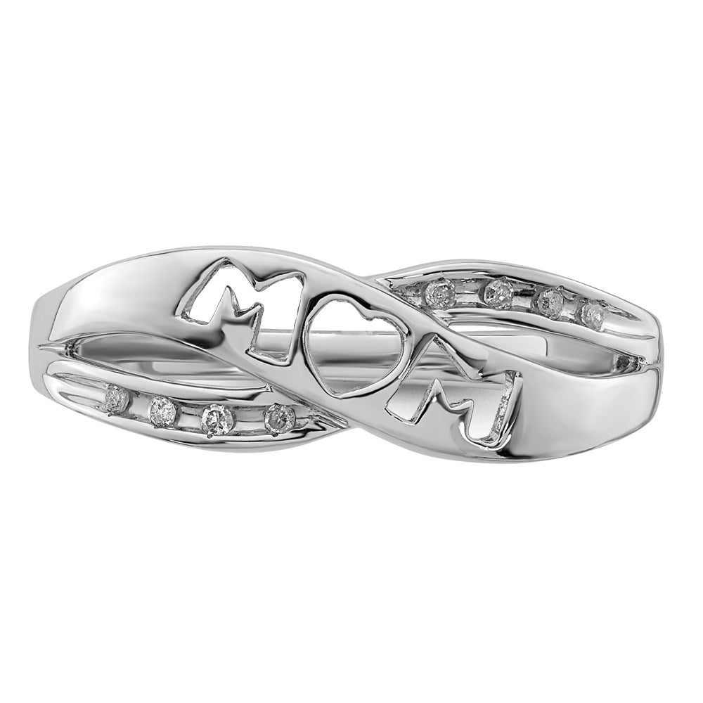 Sterlingsilber Rhodiniert Diamant Mama Ring