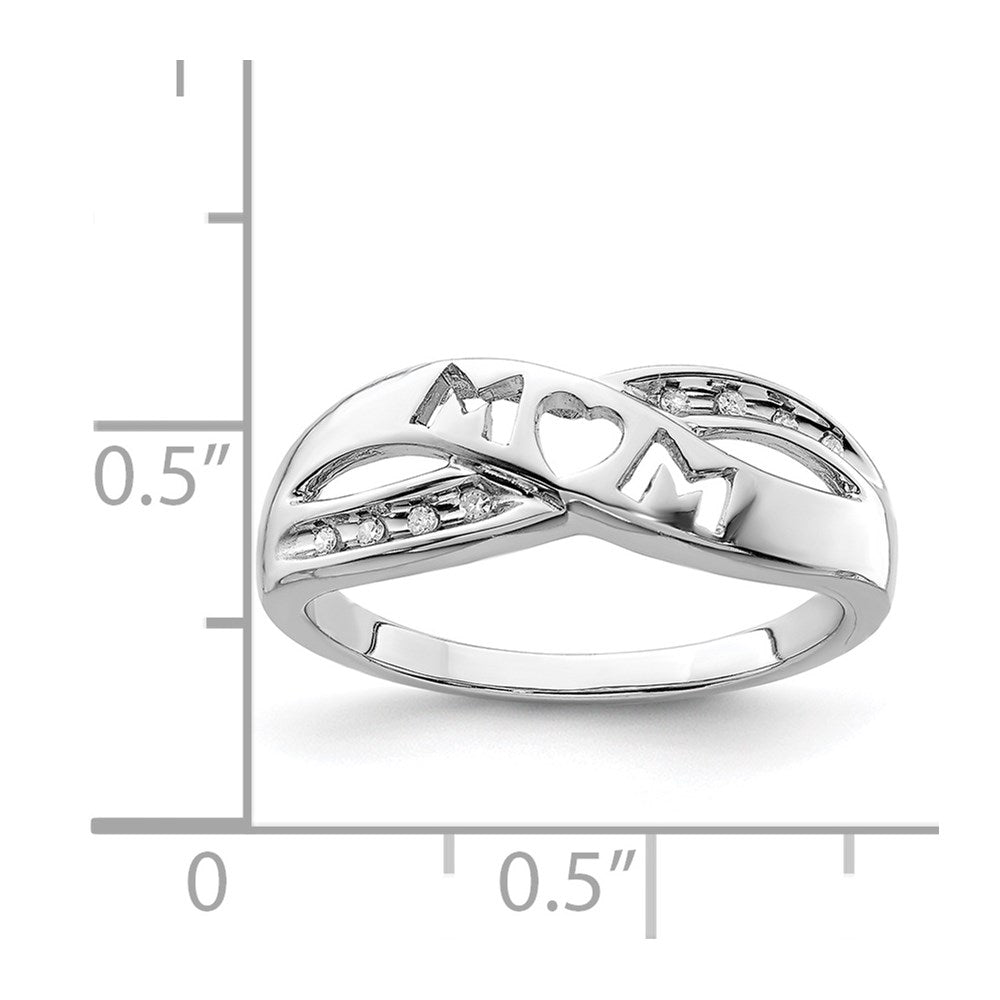 Sterlingsilber Rhodiniert Diamant Mama Ring